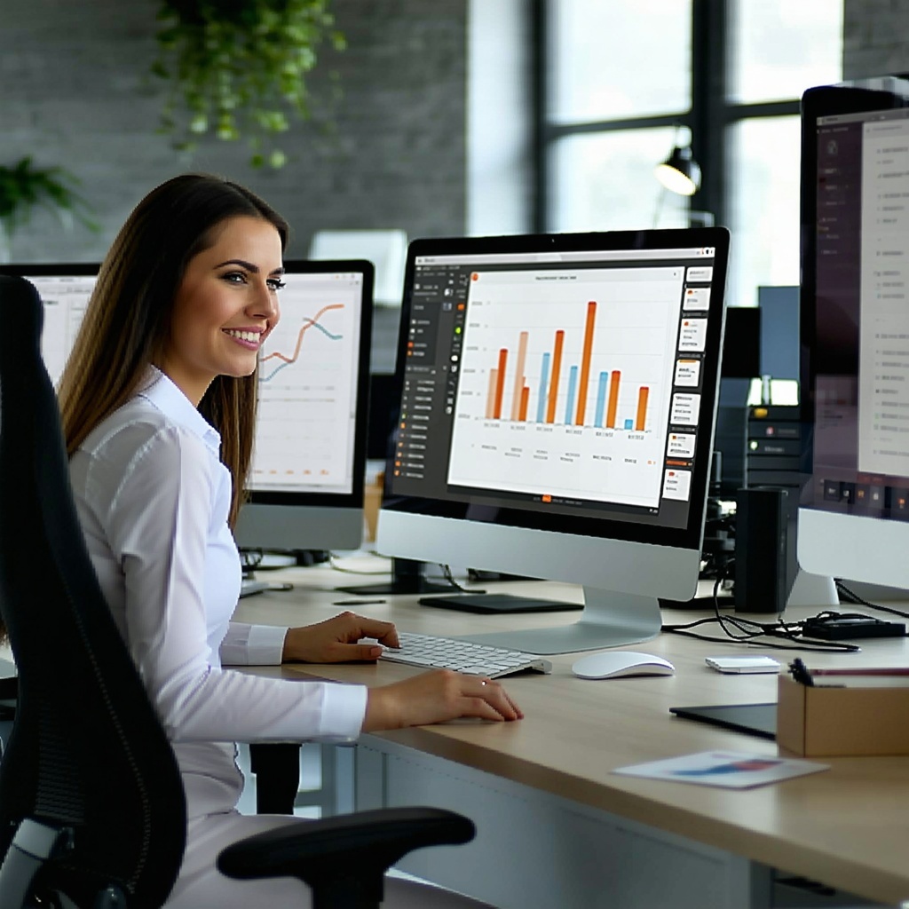 A talented modern team in an office servicing clients via computer-1